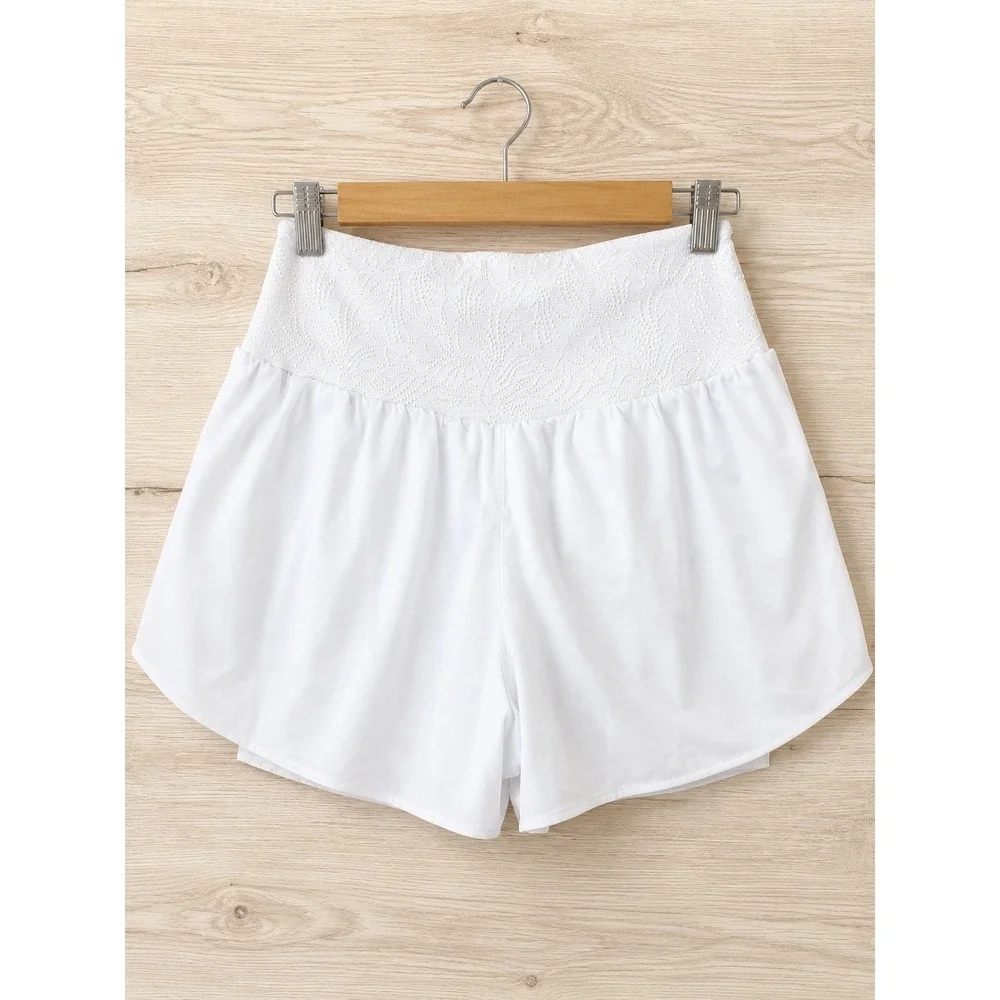 Halara Breezeful Crossover 2-in-1 Lace Athletic Shorts White Size Small New